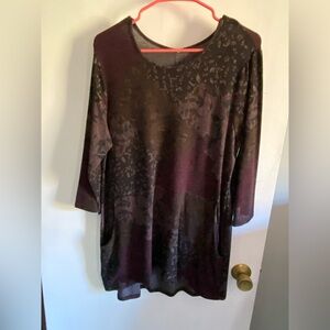 Christopher & Banks Burgundy Patterned Tunic